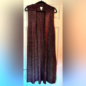 Chico’s long sweater/vest. Burgundy & Silver. Chico’s size 2.
